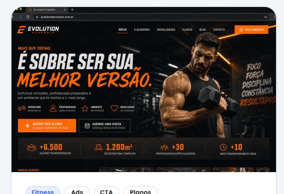 Landing page Evolution Academia