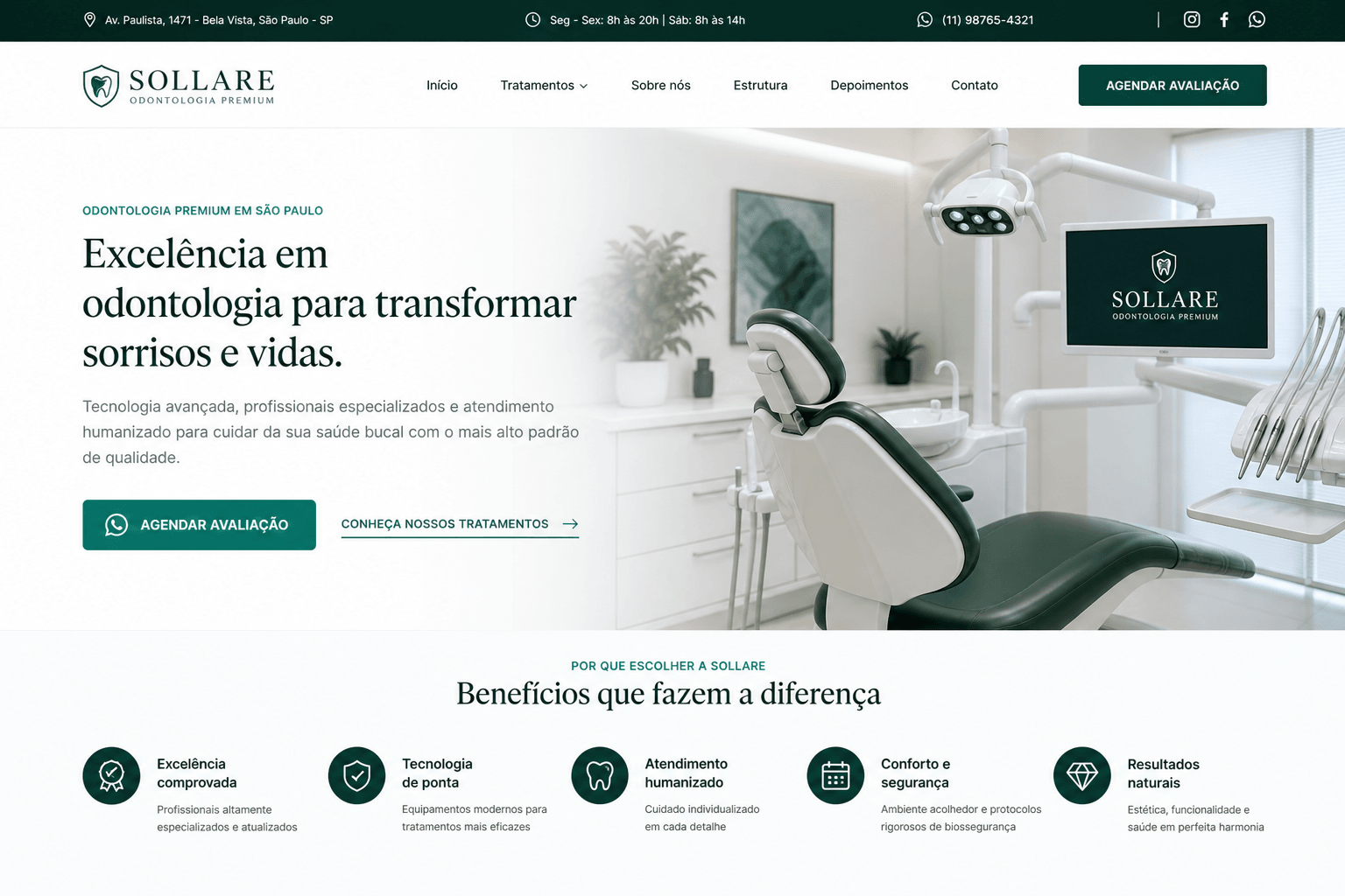Landing page Aurora Odontologia
