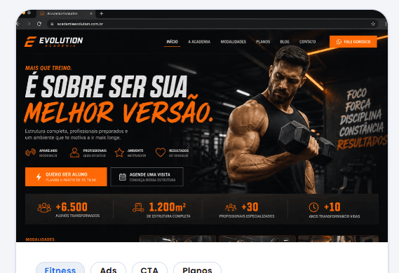 Landing page Evolution Academia