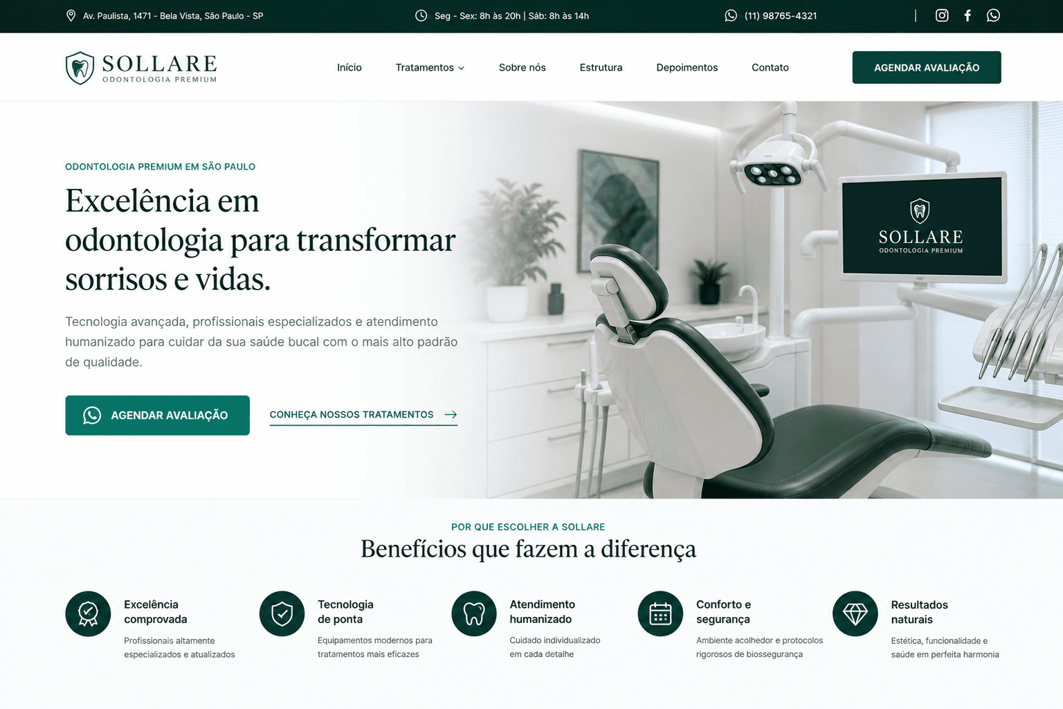 Landing page Aurora Odontologia